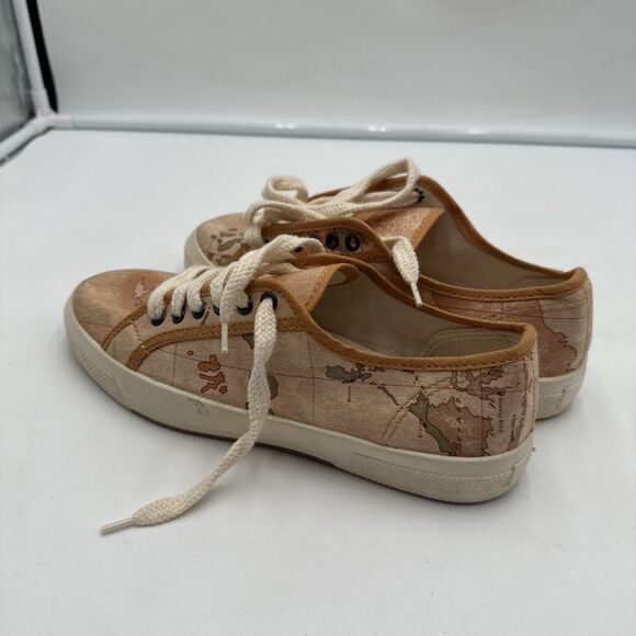 ALVIERO MARTINI 1ª CLASSE Sneakers Womens Canvas Beige Geo Classic print Size 39 - Picture 1 of 7